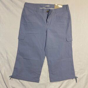 Dockers Womens Cargo Capri Pants 16 Light Blue Stretch High Rise Natural Waist